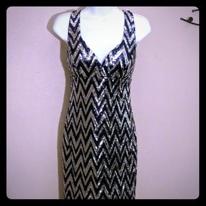 Navy and Silver Sequin Party Dress